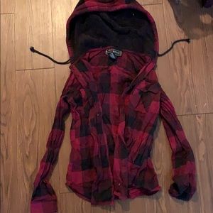 Red hoodie flannel